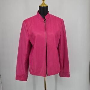 Casual Corner Pink Leather Jacket Size L